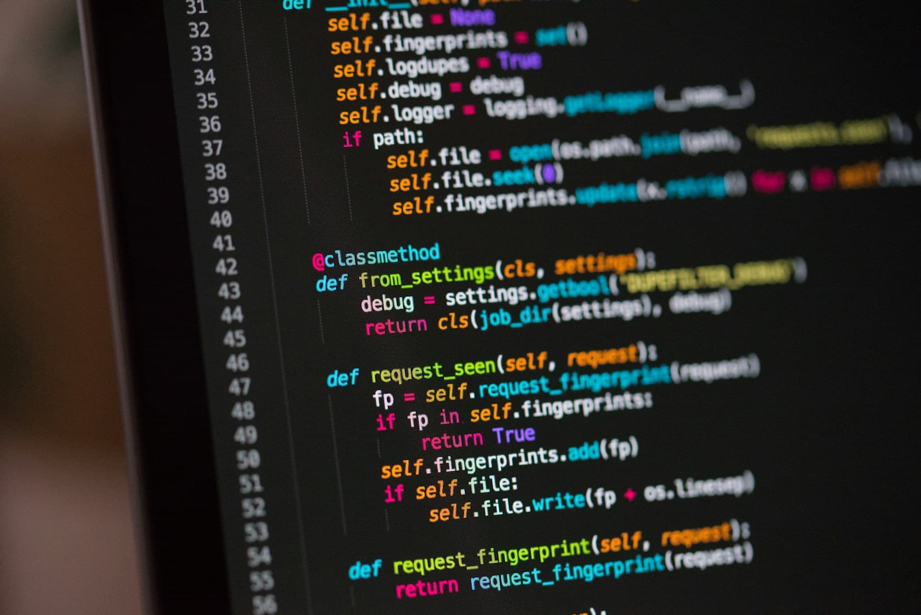 Close-up of code under review